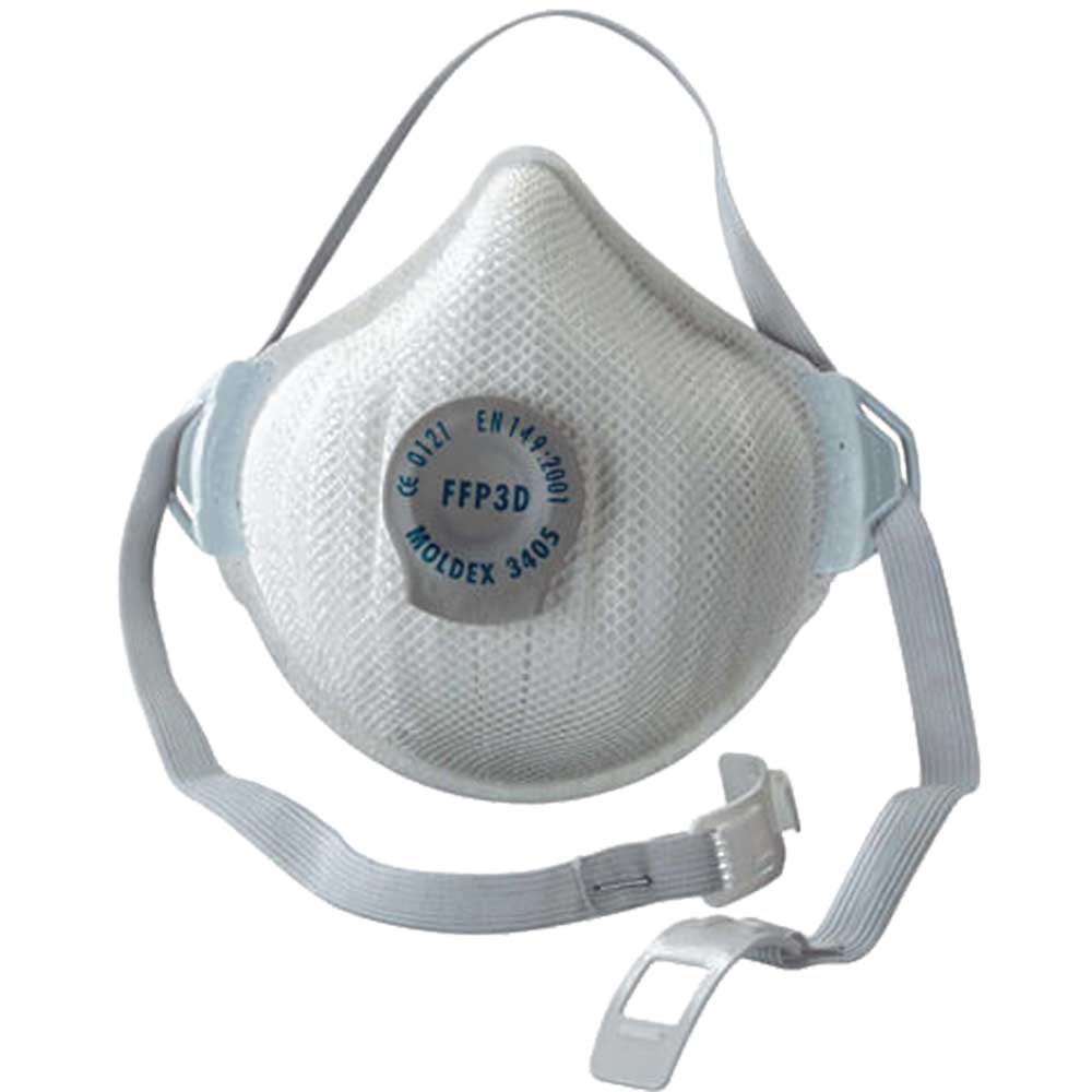 Moldex Series 3000 Reusable Dust Mask with Ventex Valve Size Medium Large Aqueous Fine Toxic Dust and Fibres EN149 FFP3