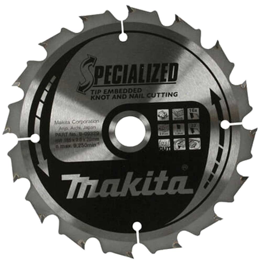 Makita Specialized Tip Embedded Circular Saw Blade 185mm x 16 Teeth 30mm Bore