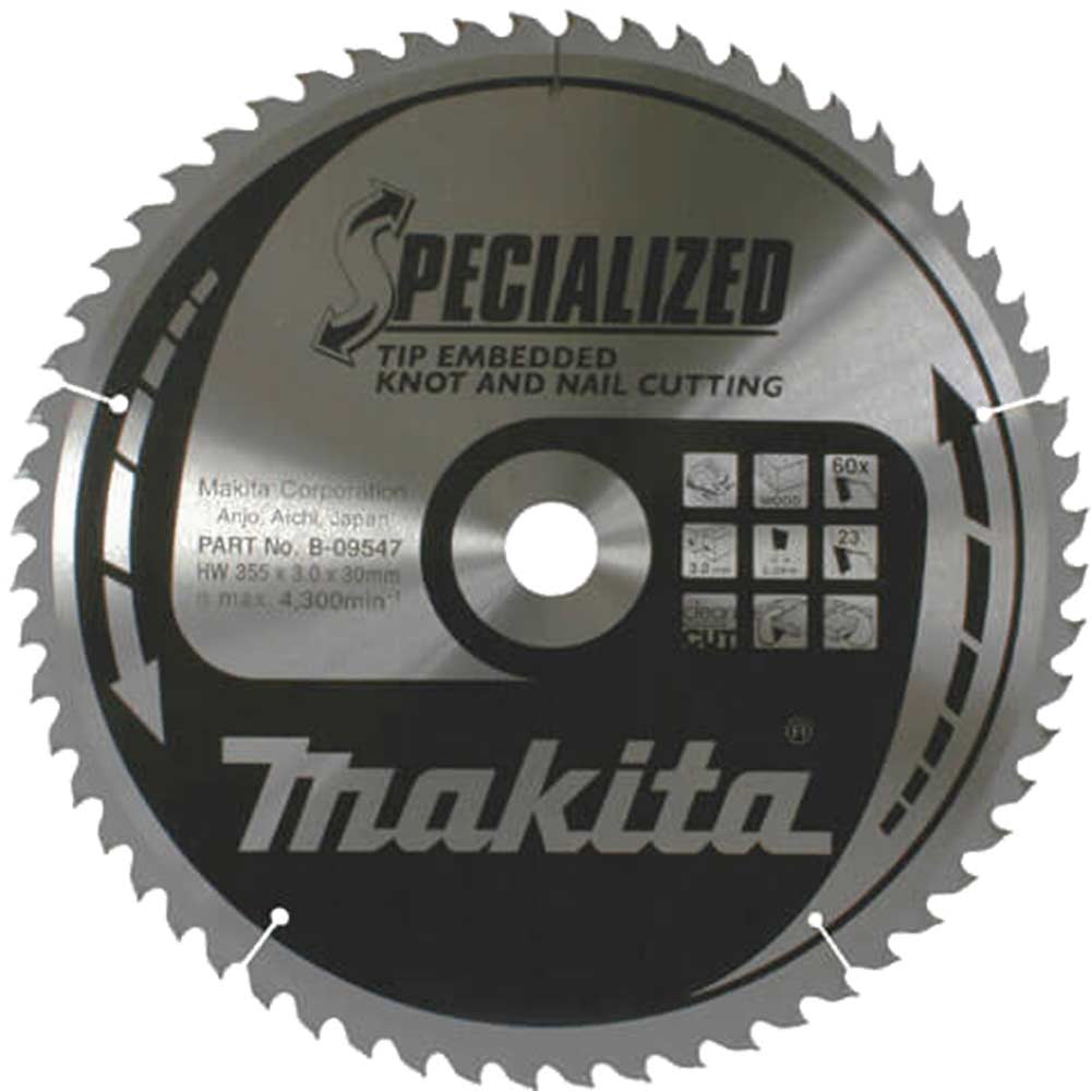 Makita Specialized Tip Embedded Circular Saw Blade 355mm x 60 Teeth 30mm Bore