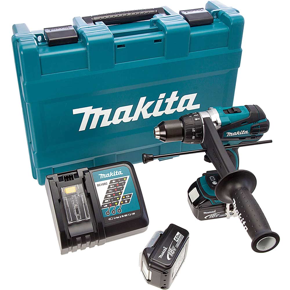 Makita DHP458RME 18v Cordless XPT Combi Drill 2 Speed with 2 Lithium Ion Batteries 4ah