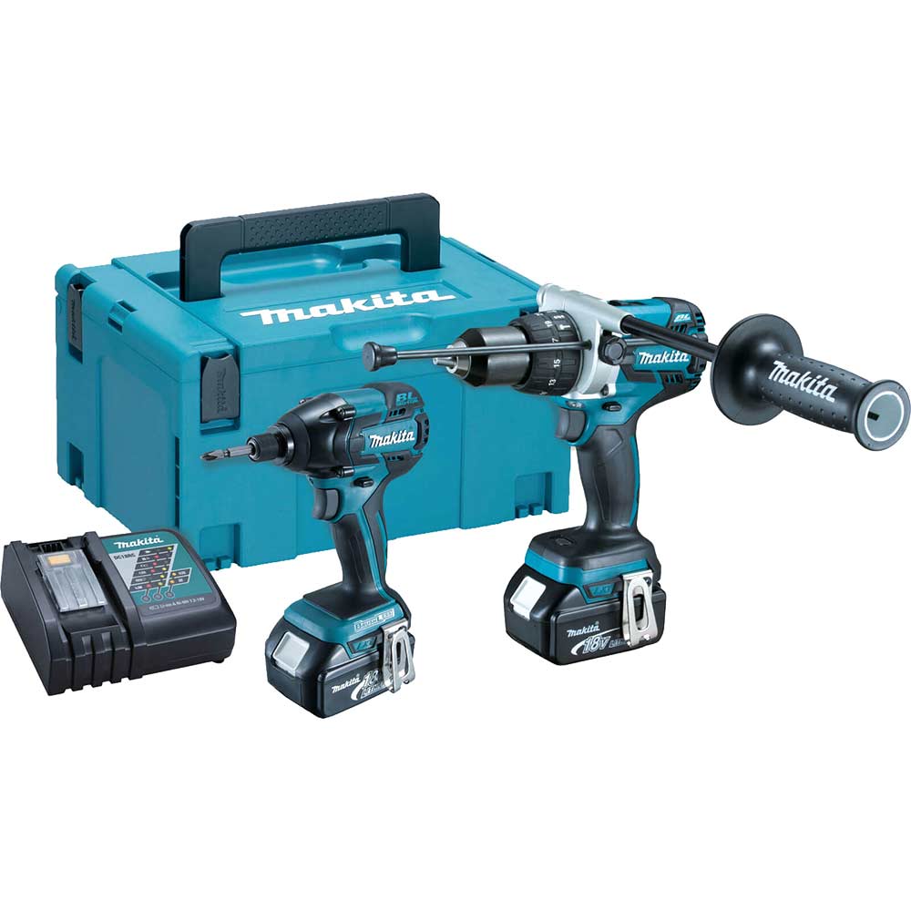 Makita DLX2040MJ 18v Cordless Combi Drill and Impact Driver with 2 Lithium Ion Batteries 4ah
