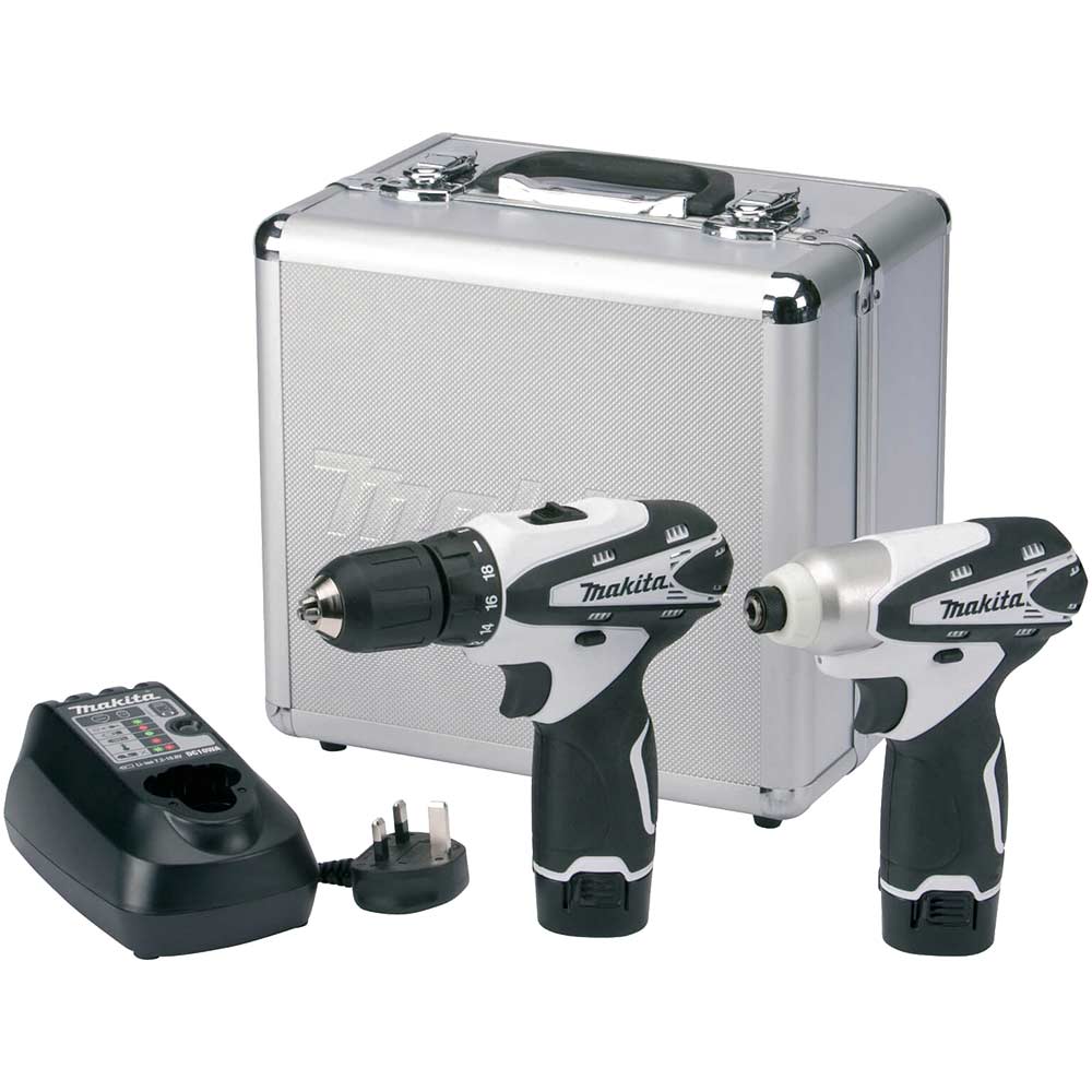 Makita LCT204W 108v Cordless 2 Piece Drill Driver Impact Driver Kit with 2 Lithium Ion Batteries 13ah
