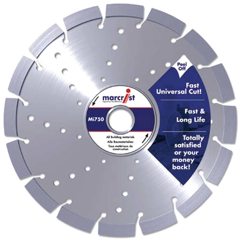 Marcrist MI750 300mm x 22mm Fast Universal Angle Grinder Diamond Cutting Disc for Building Materials Concrete Natural Stone and Metal