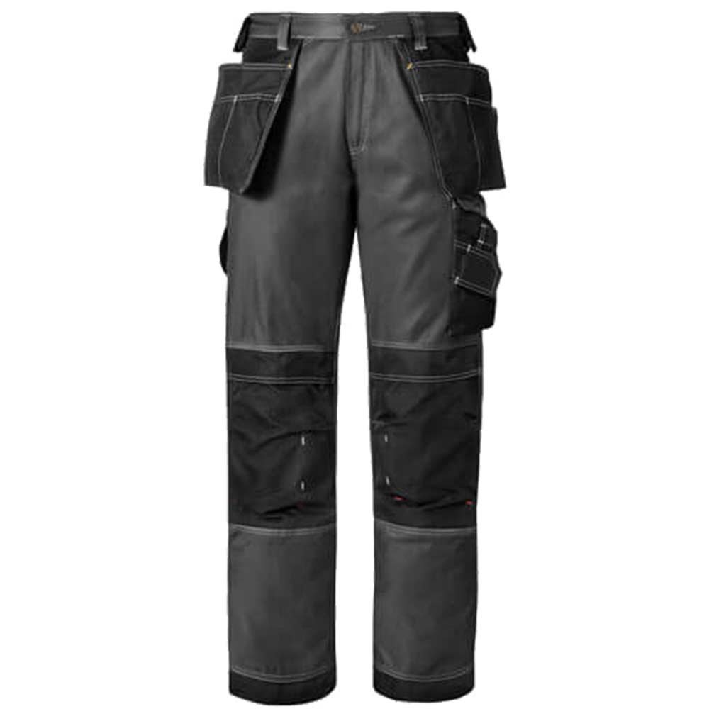 Snickers Mens DuraTwill Trousers with Holster Grey Black 38 Waist and 30 Leg