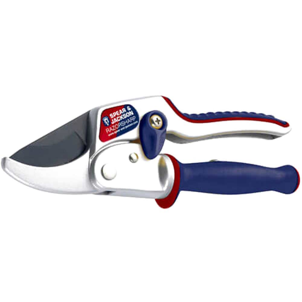 Spear and Jackson Razorsharp Advance Ratchet Action Anvil Secateurs with Ergo Twist Handle Max Cut 15mm