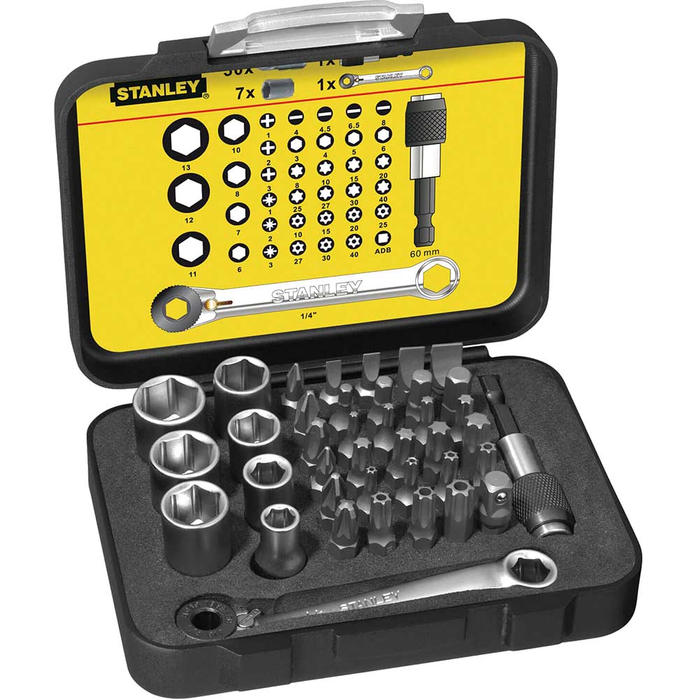 Stanley 39 Piece 14 Drive Combination Screwdriver and Socket Bit Set with Ratchet