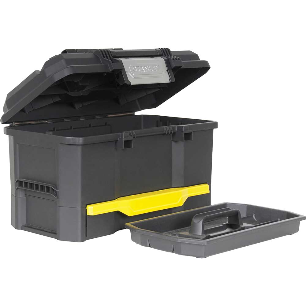 Stanley One Touch Plastic Tool Box with Drawer 480mm 19