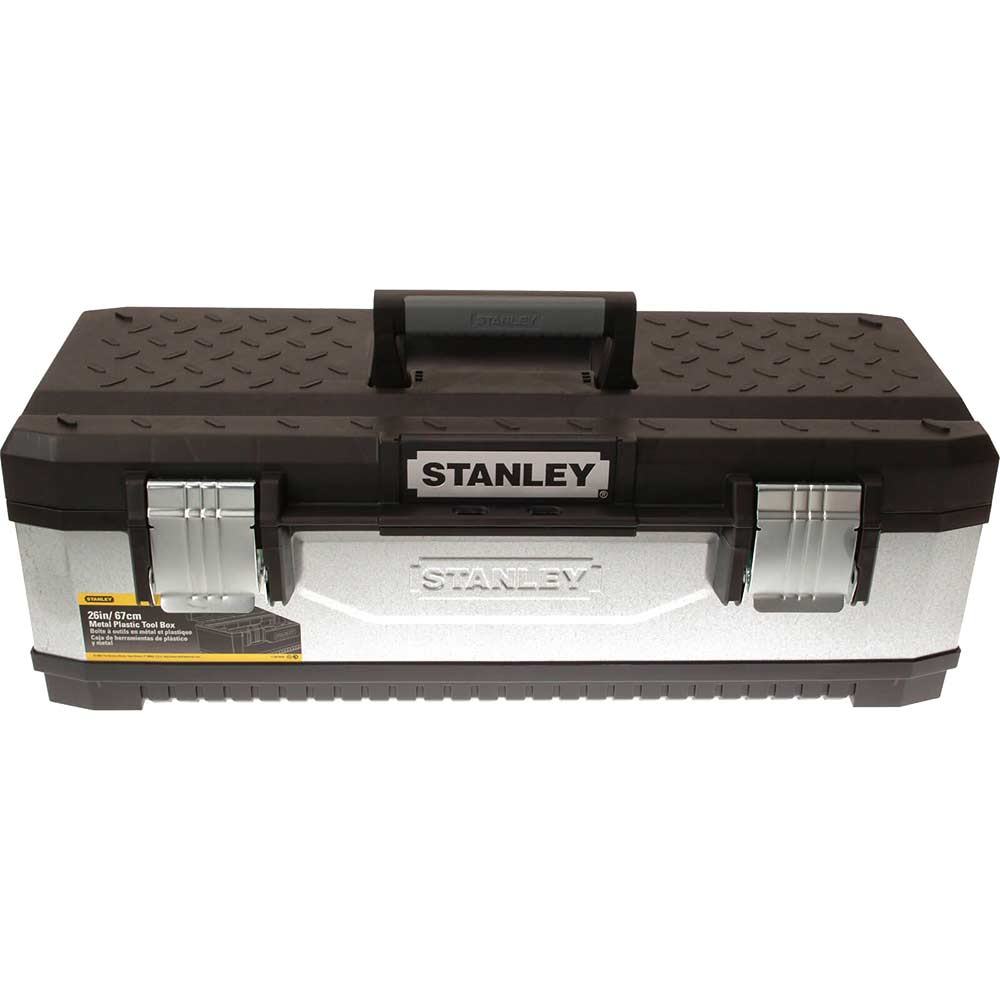 Stanley Galvanised Metal Tool Box Black and Silver 650mm 26