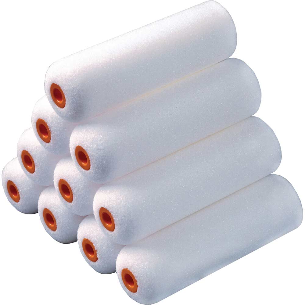 Stanley Mini Foam Gloss Paint Roller Sleeve 100mm 4 Pack of 10