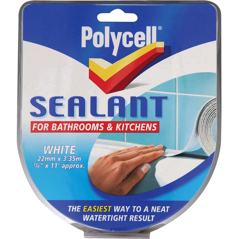 Polycell Sealant Strip for Bathroom Kitchen White 22mm