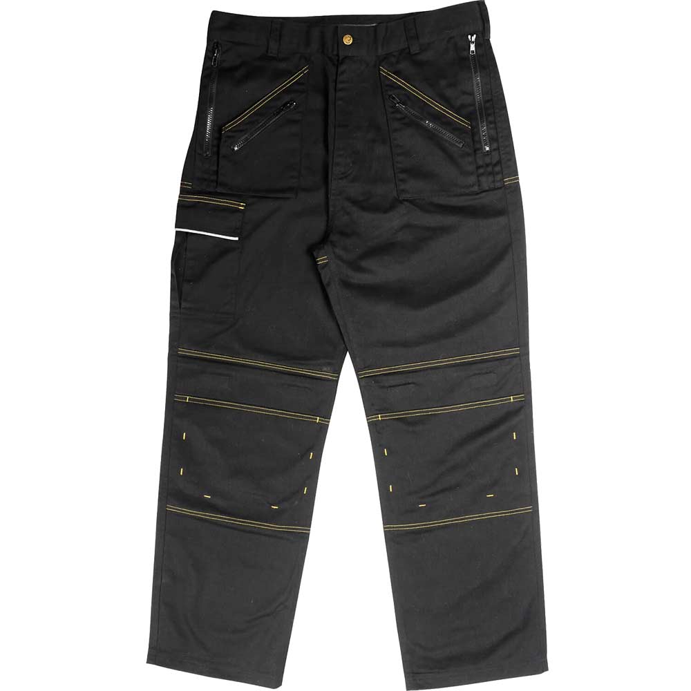 Roughneck Mens Multi Zip Work Trousers Black 302 Waist 33 Leg