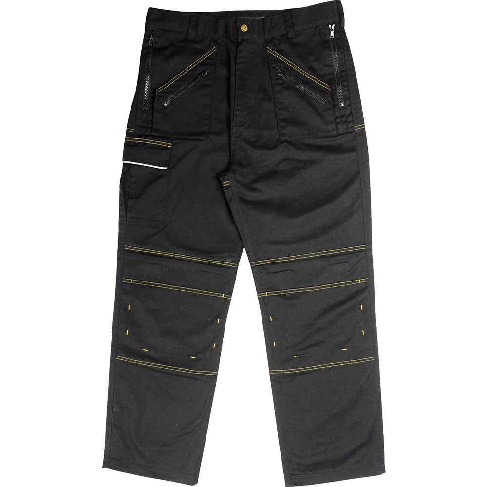 Roughneck Mens Multi Zip Work Trousers Black 36 Waist 31 Leg