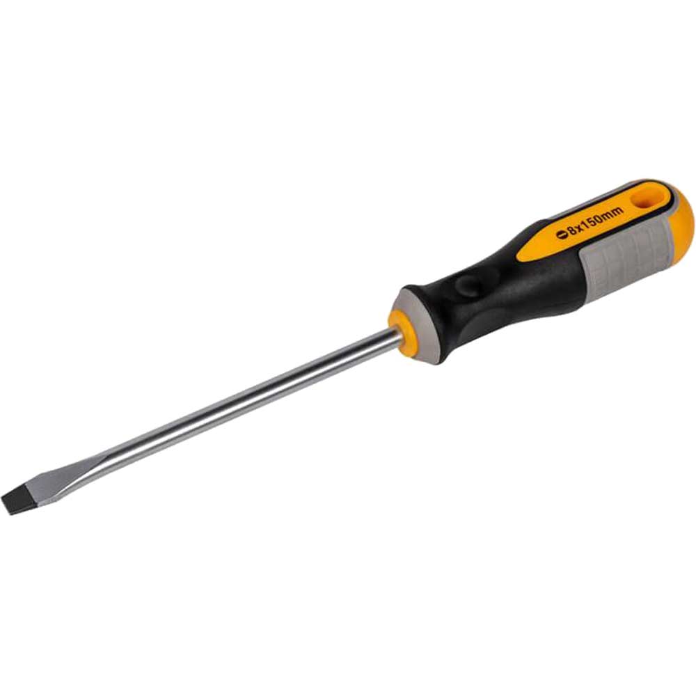 Roughneck 8 x 150mm Magnetic Tip Slotted Flared Screwdriver with Soft Grip Handle