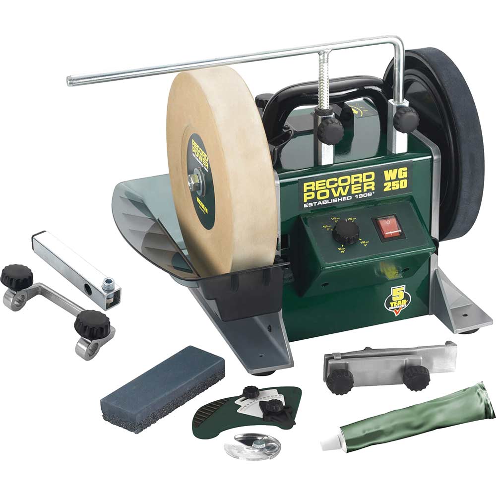 Record Power WG250 Wet Stone Bench Grinder 200mm Wheel 160w 240v
