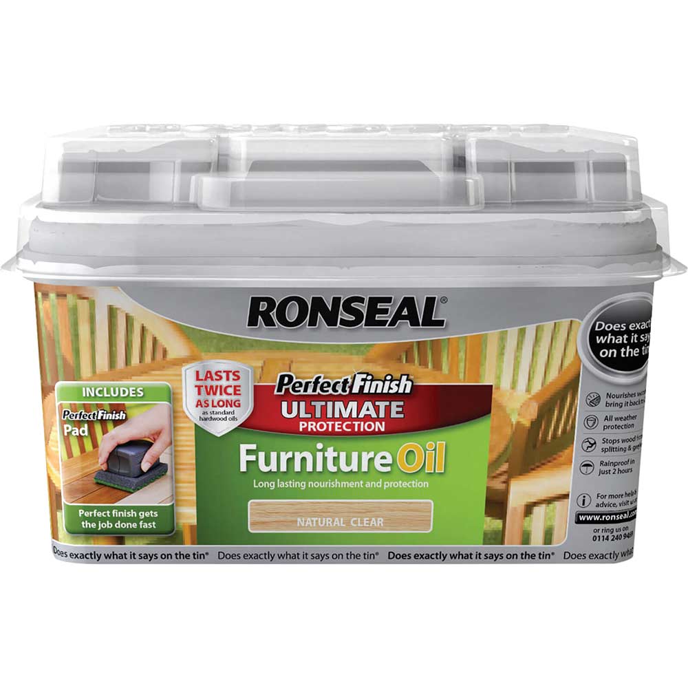 Ronseal Perfect Finish Hardwood Garden Furniture Oil Bteak 750ml