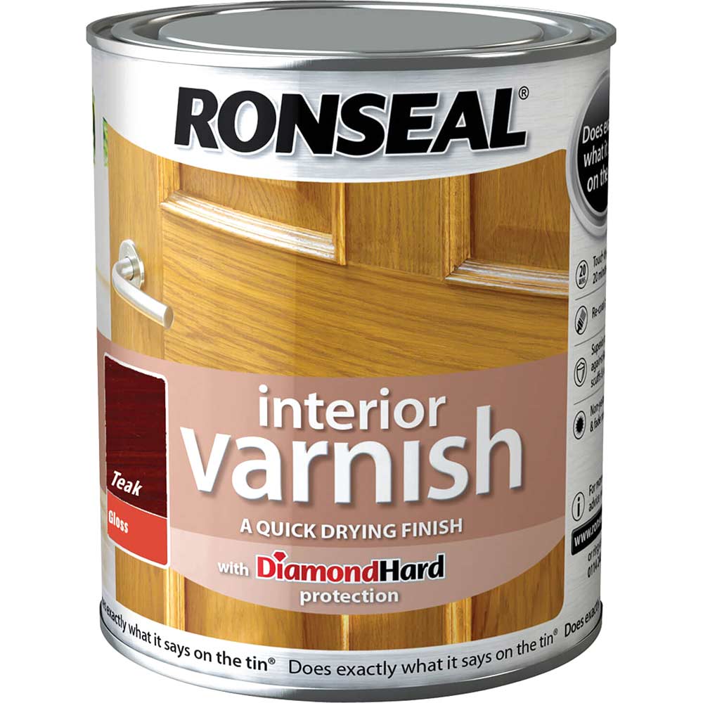 Ronseal Interior Varnish Quick Dry Gloss Teak 750ml