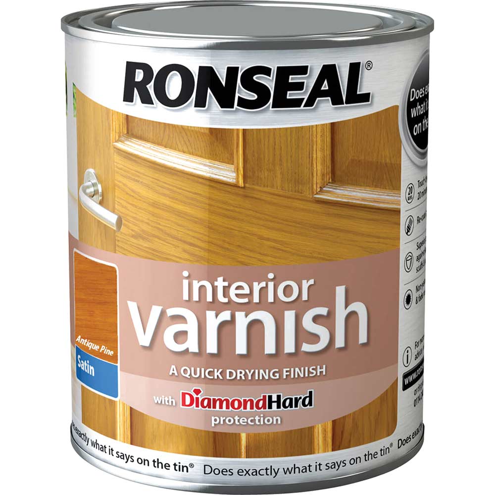 Ronseal Interior Varnish Quick Dry Satin Antique Pine 750ml