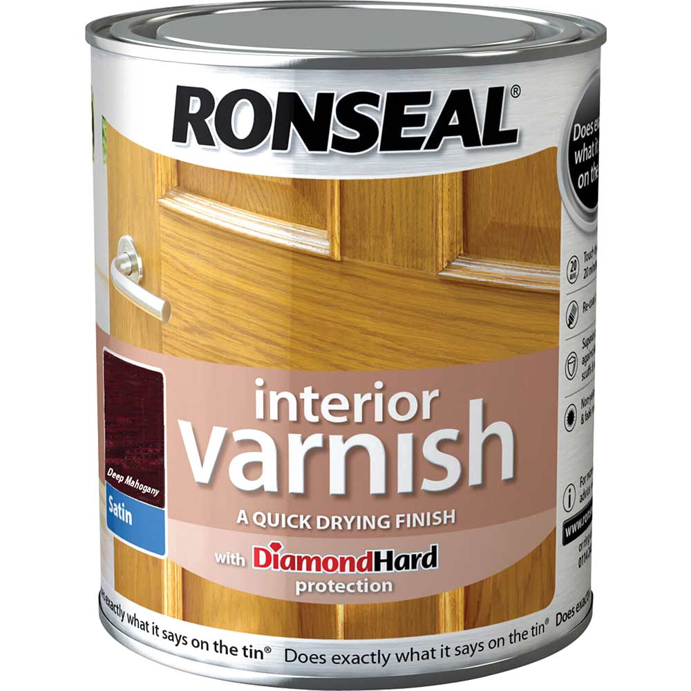 Ronseal Interior Varnish Quick Dry Satin Deep Mahogany 250ml