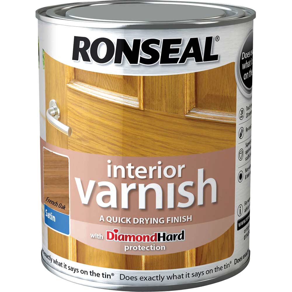 Ronseal Interior Varnish Quick Dry Satin French Oak 750ml