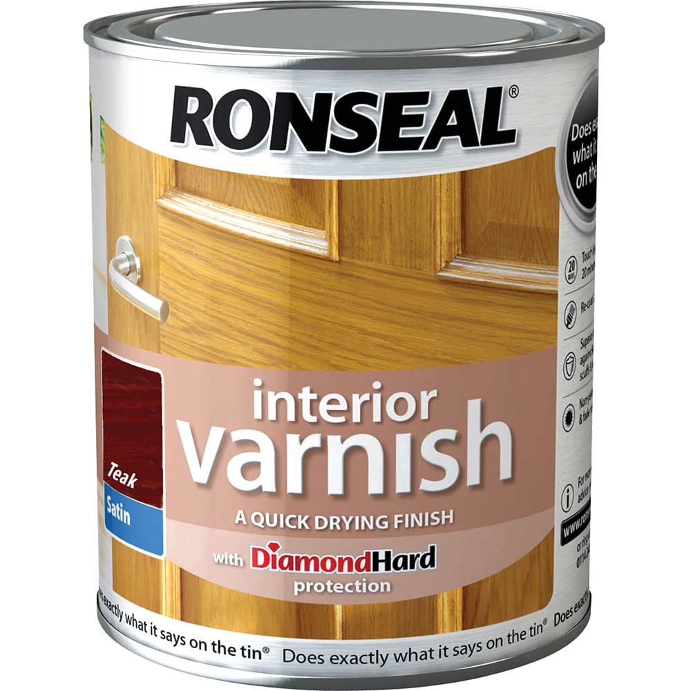 Ronseal Interior Varnish Quick Dry Satin Teak 750ml