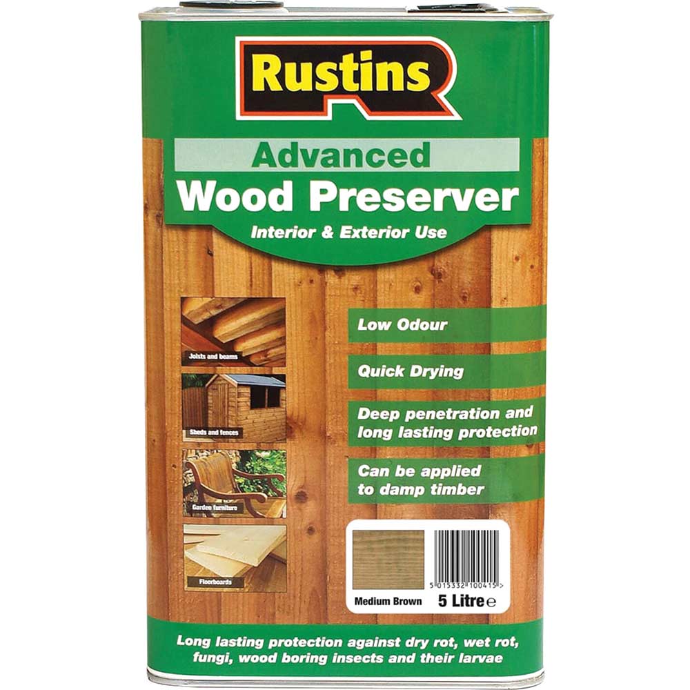 Rustins Advanced Wood Preserver Mid Brown 5 Litre