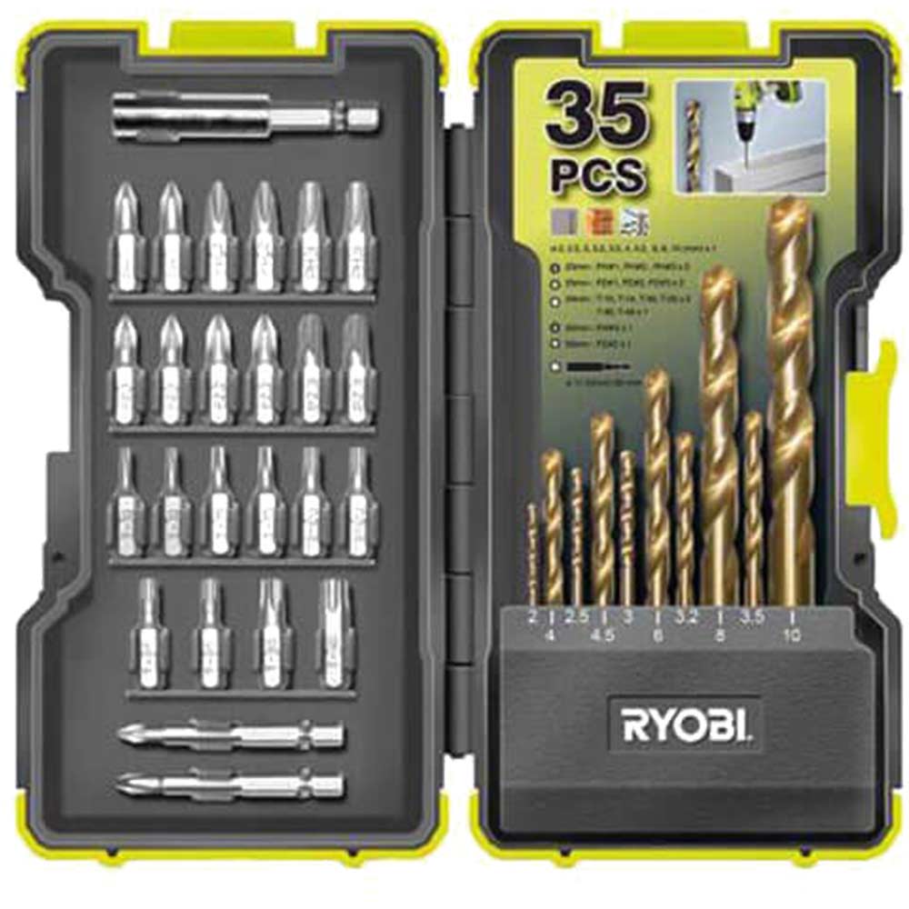 Ryobi 35 Piece Drill and Screwdriver Bit Set in Stackable Case