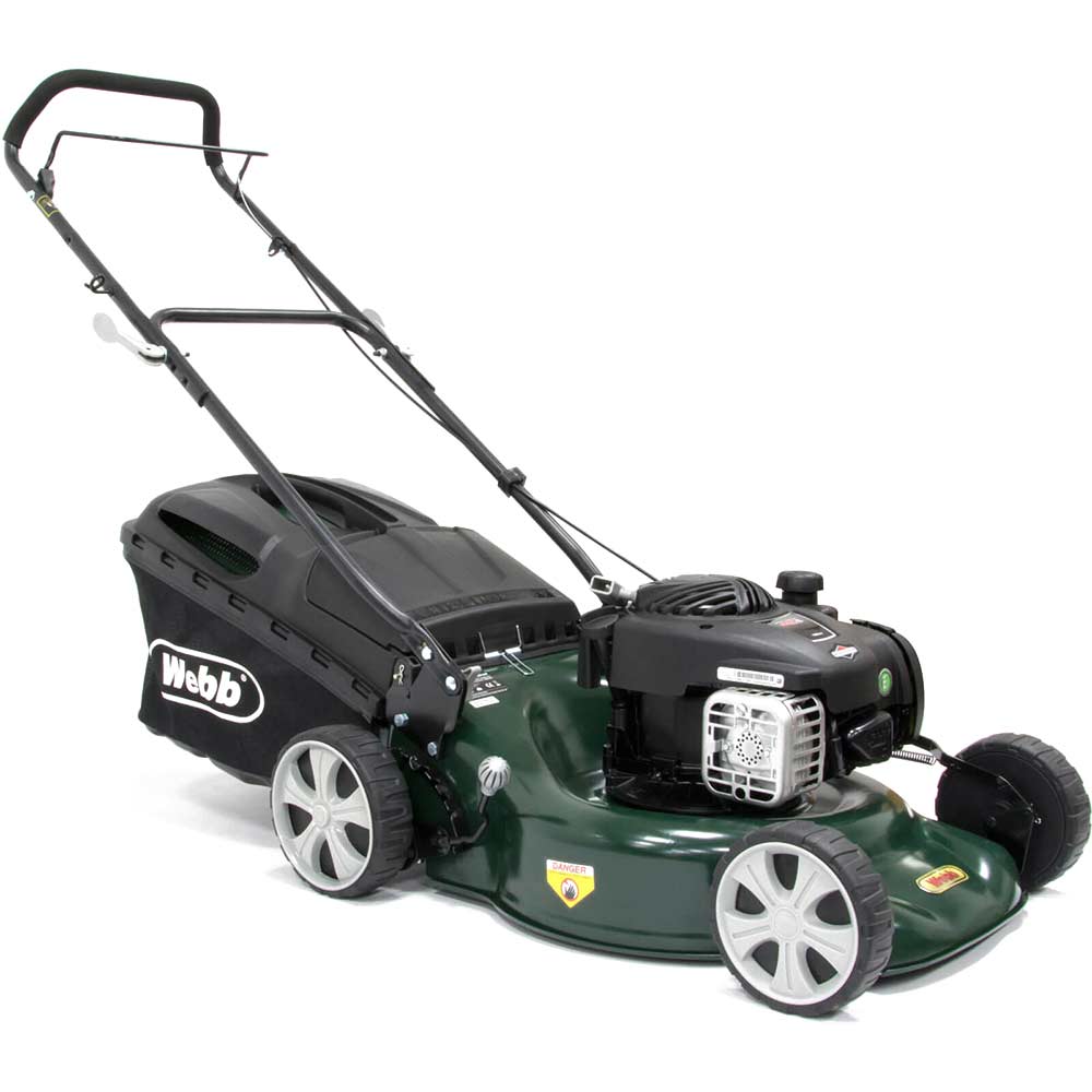 Webb R18HP Push Petrol 3 in 1 Rotary Lawnmower 450mm Cut with Steel Deck and Briggs and Stratton Series 450 4 Stroke Engine