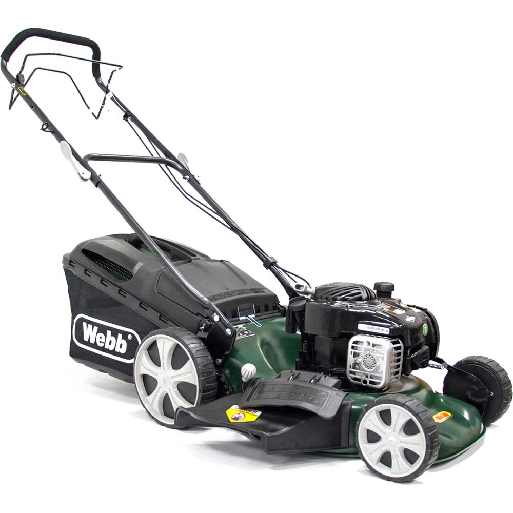Webb R18HW Self Propelled Petrol 3 in 1 Rotary Lawnmower 450mm Cut with Steel Deck and Briggs and Stratton 4 Stroke Engine