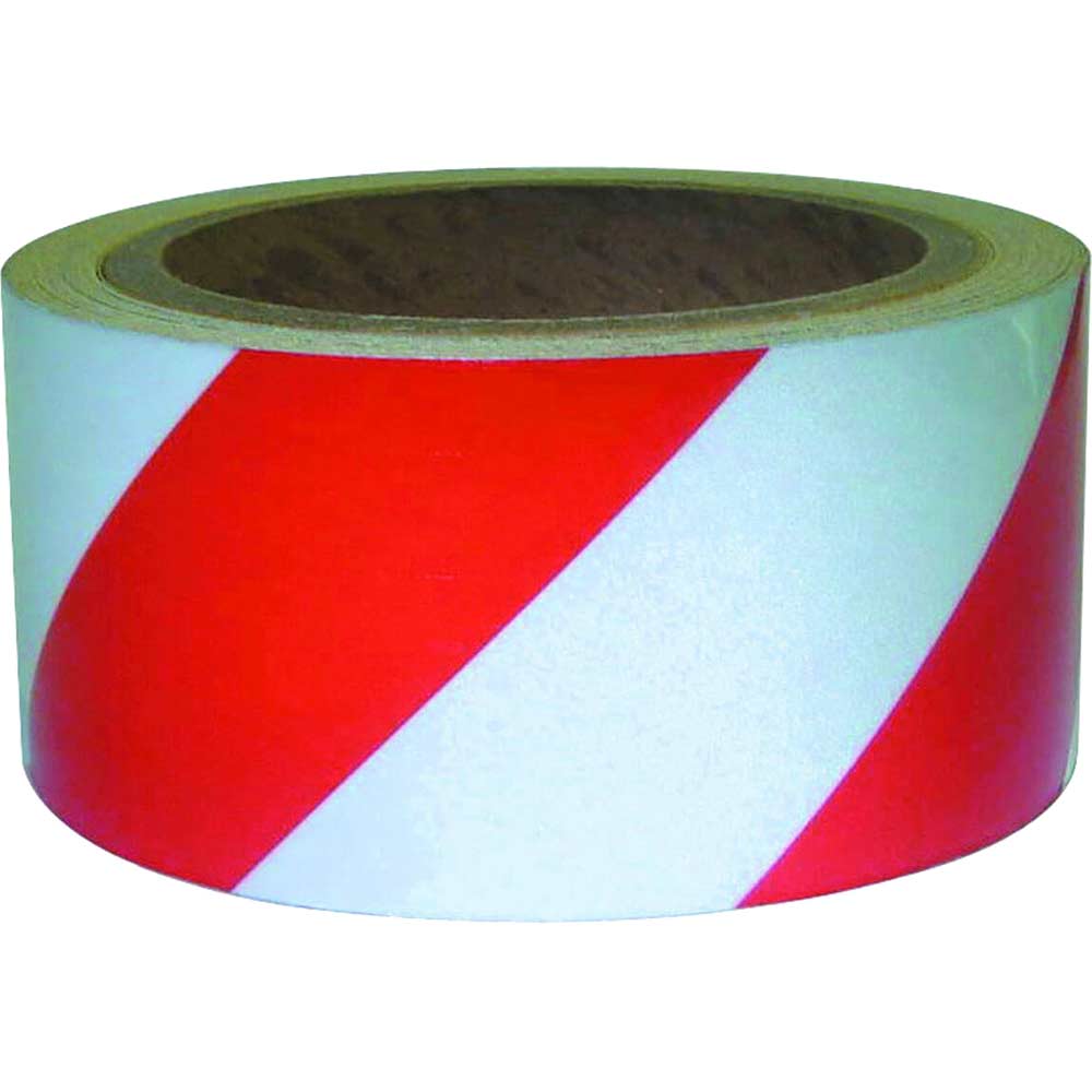 Adhesive Hazard Tape Red White Stripe 50mm Wide x 33m Roll