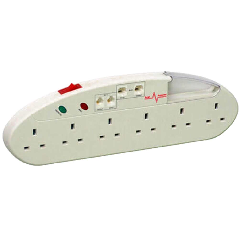 6 Socket Surge Protected Extension Lead with 2 Metre Cable and Neon Light 13amp 240v