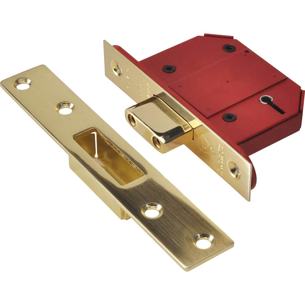 Union Strongbolt 5 Lever Mortice Deadlock Satin Brass 67mm