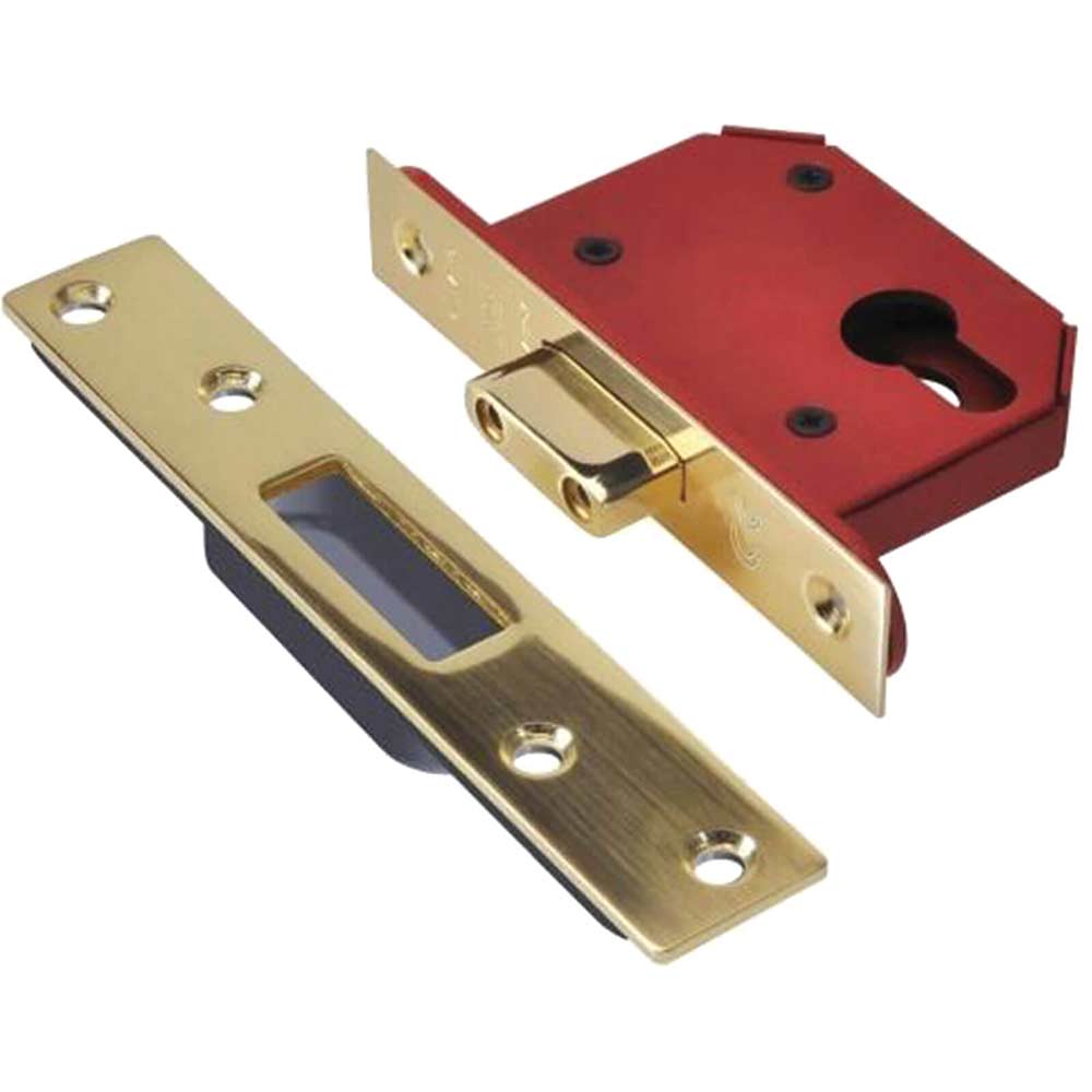 Union Strongbolt Euro Profile Deadlock Plated Brass 79mm