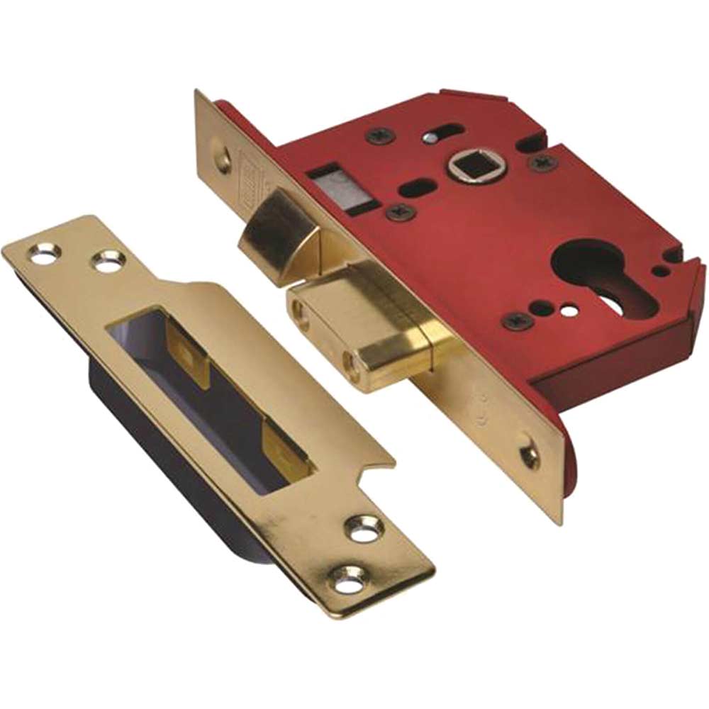 Union Strongbolt Euro Profile Sash Lock Plated Brass 65mm