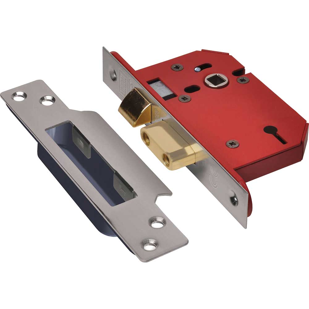 Union Strongbolt 3 Lever Mortice Sash Lock Stainless Steel 79mm