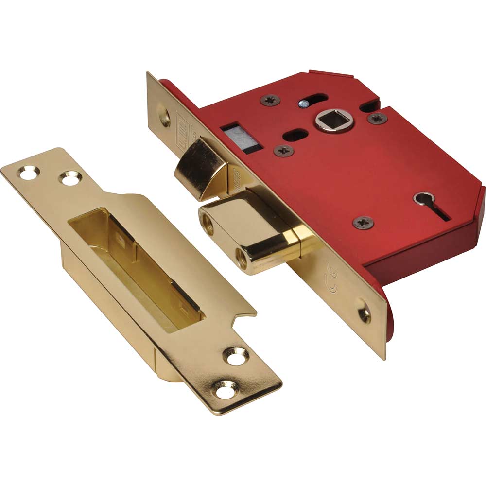 Union Strongbolt 5 Lever Mortice Sash Lock Polished Brass 79mm