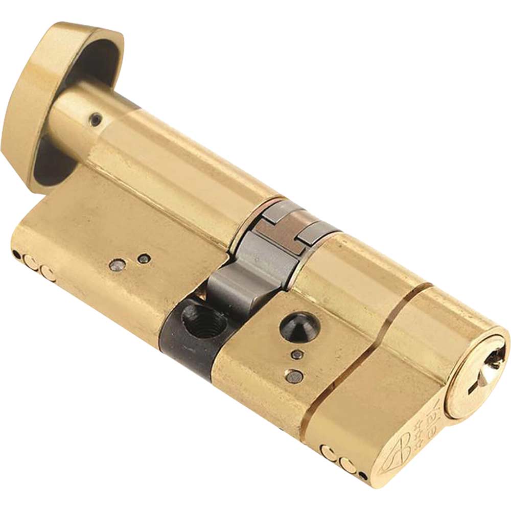 yale anti snap platinum 80mm thumbturn cylinder polished brass 40mm x 40mm