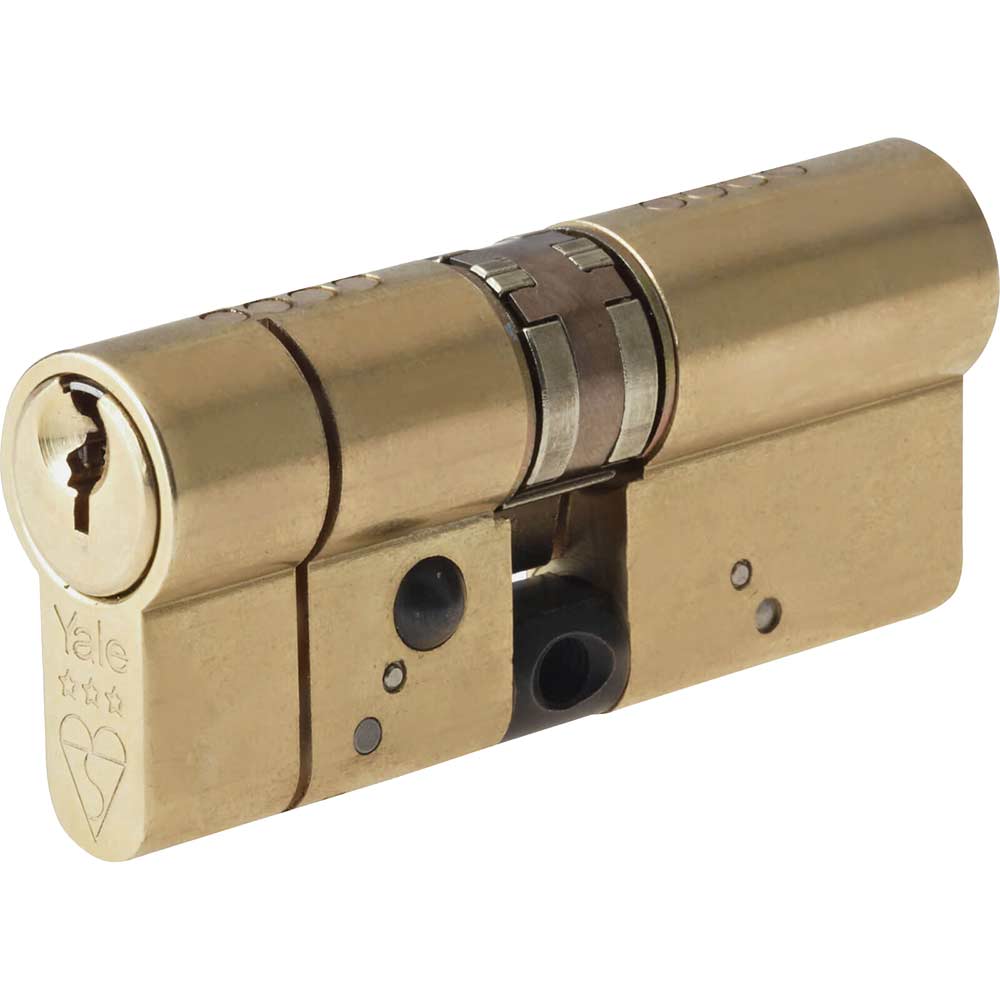 Yale Anti Snap Platinum 100mm Euro Cylinder Polished Brass 50mm x 50mm
