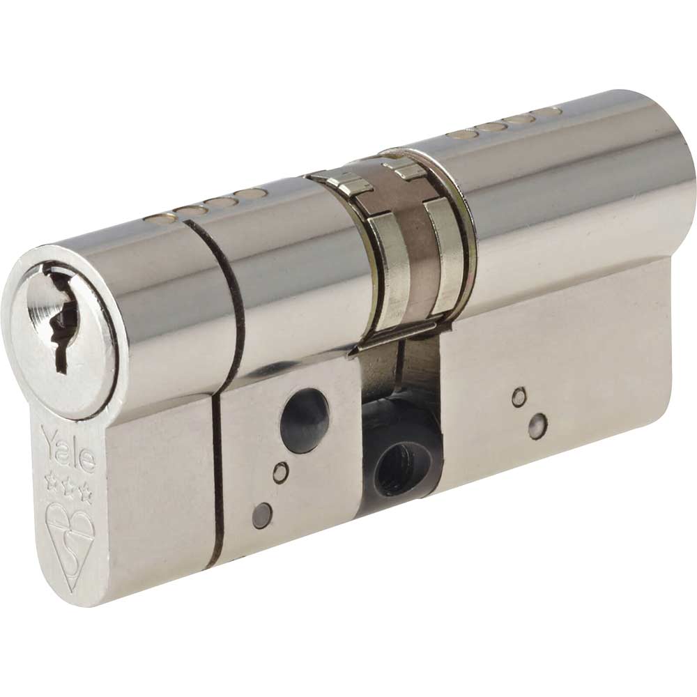 Yale Anti Snap Platinum 110mm Euro Cylinder Bright Nickel 55mm x 45mm