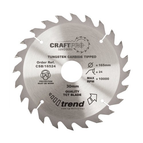 TREND CSB19024 MEDIUMCOARSE FINISH TCT CIRCULAR SAW BLADE 24TX30X190MM