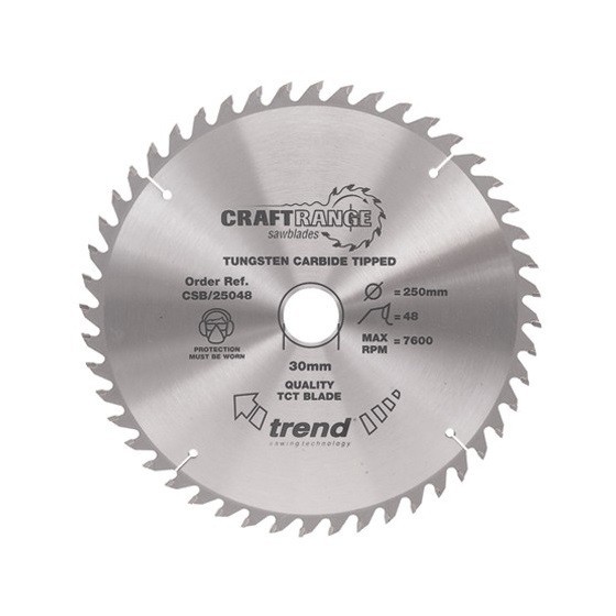 TREND CSB25048 MEDIUM FINISH TCT CIRCULAR SAW BLADE 48TX30X250MM