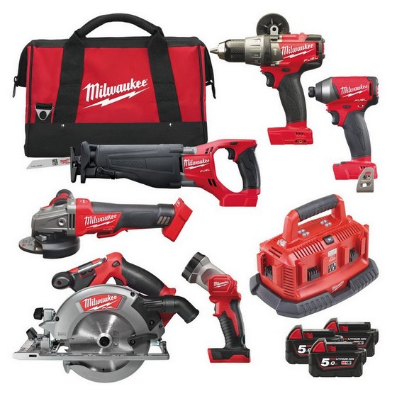 MILWAUKEE M18FPP6B503B 18V BRUSHLESS FUEL 6 PIECE KIT WITH 3X 50AH LIION BATTERIES