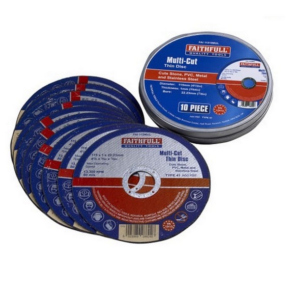 FAITHFULL XMS18DISC10 MULTICUT THIN DISC 2223X115MM PACK OF 10