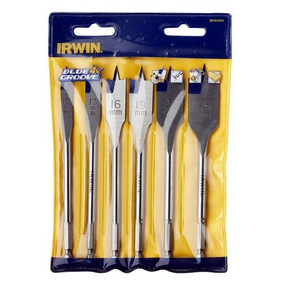 IRWIN 10502826 6 PIECE 4X BLUE GROOVE FLAT WOOD BIT SET