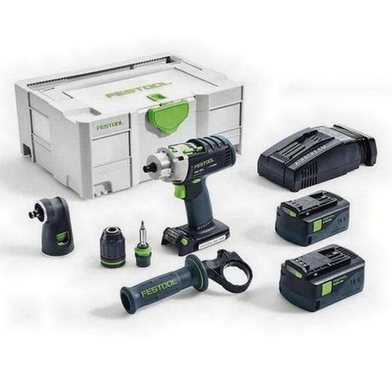 FESTOOL 574706 PDC184 LI SET GB 18V QUADRIVE PERCUSSION DRILL 2 X 52AH AIRSTREAM LIION BATTERIES SUPPLIED IN TLOC CASE