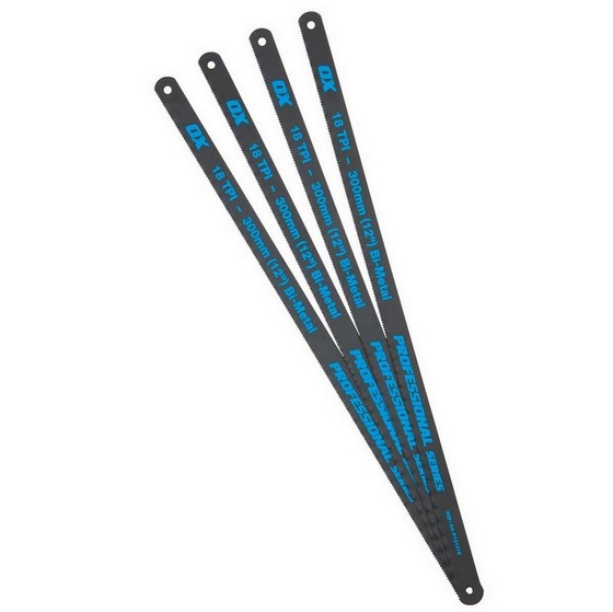 OX PRO 12IN HACKSAW BLADES 18 TPI PACK 4