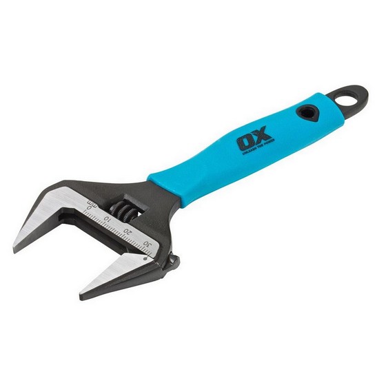 OX PRO ADJUSTABLE WRENCH EXTRA WIDE JAW 8IN 200MM