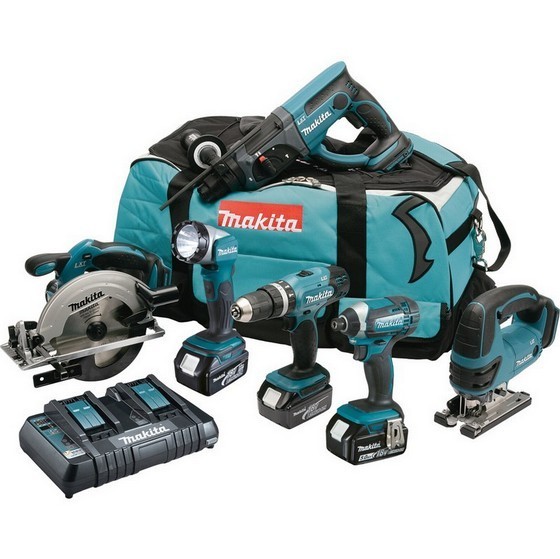 MAKITA DLX6068PT 18V 6 PIECE KIT WITH 3X50AH LIION BATTERIES and DUAL CHARGER
