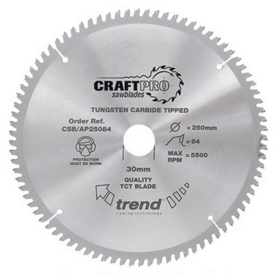TREND CSBAP16052 CRAFT SAW BLADE ALUMINIUM and PLASTIC 160MM X 52T X 20MM