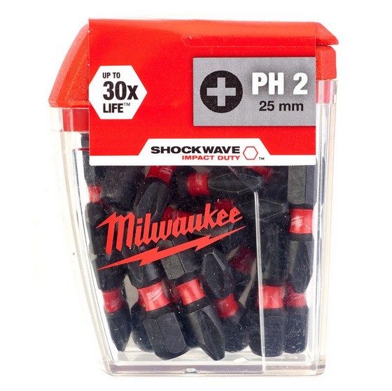 MILWAUKEE 4932430853 SHOCKWAVE PHILLIPS SCREWDRIVER BITS PH2X25MM PACK OF 25