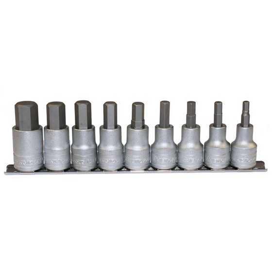 TENG TENM1212 9 PIECE SOCKET CLIP RAIL HEXAGON 12 SQUARE DRIVE SET